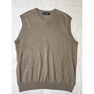 Paul Frederick‎ Men's Brown Tan Silk/Cotton/Cashmere Blend Sweater Vest Sz Large